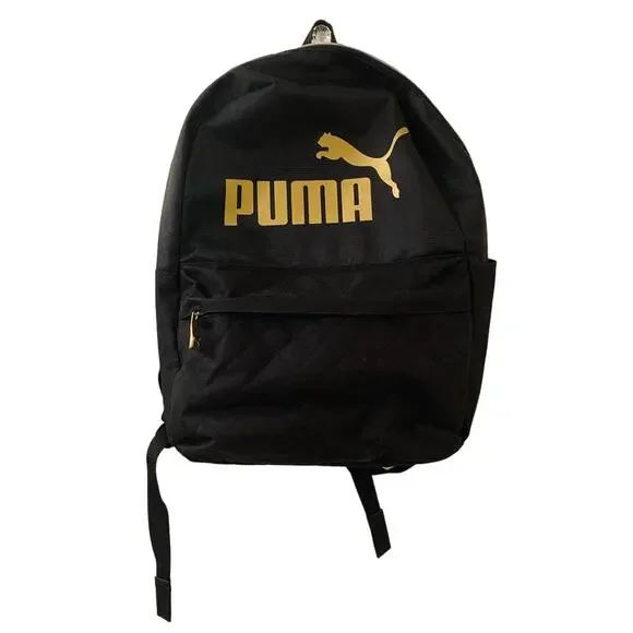 Puma Bags Puma Black And Gold Logo Backpack Mesh Back
